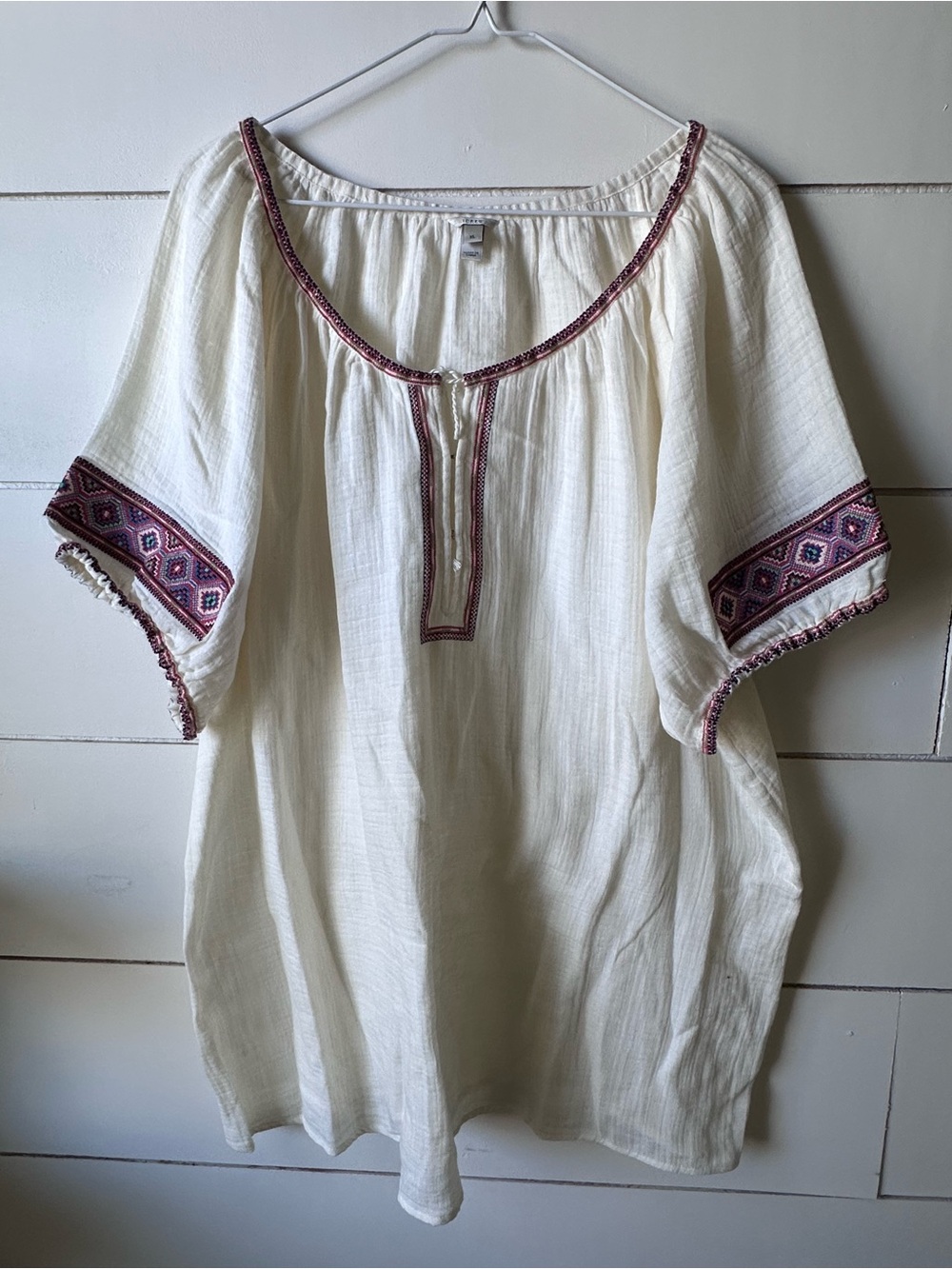 J Crew peasant embroidered blouse